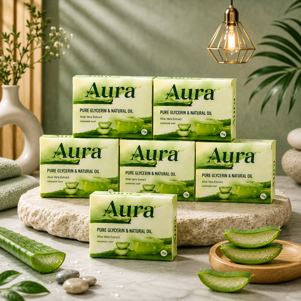 Aura Aloe Vera Bathing Bar – Pure Glycerin & Natural Oil