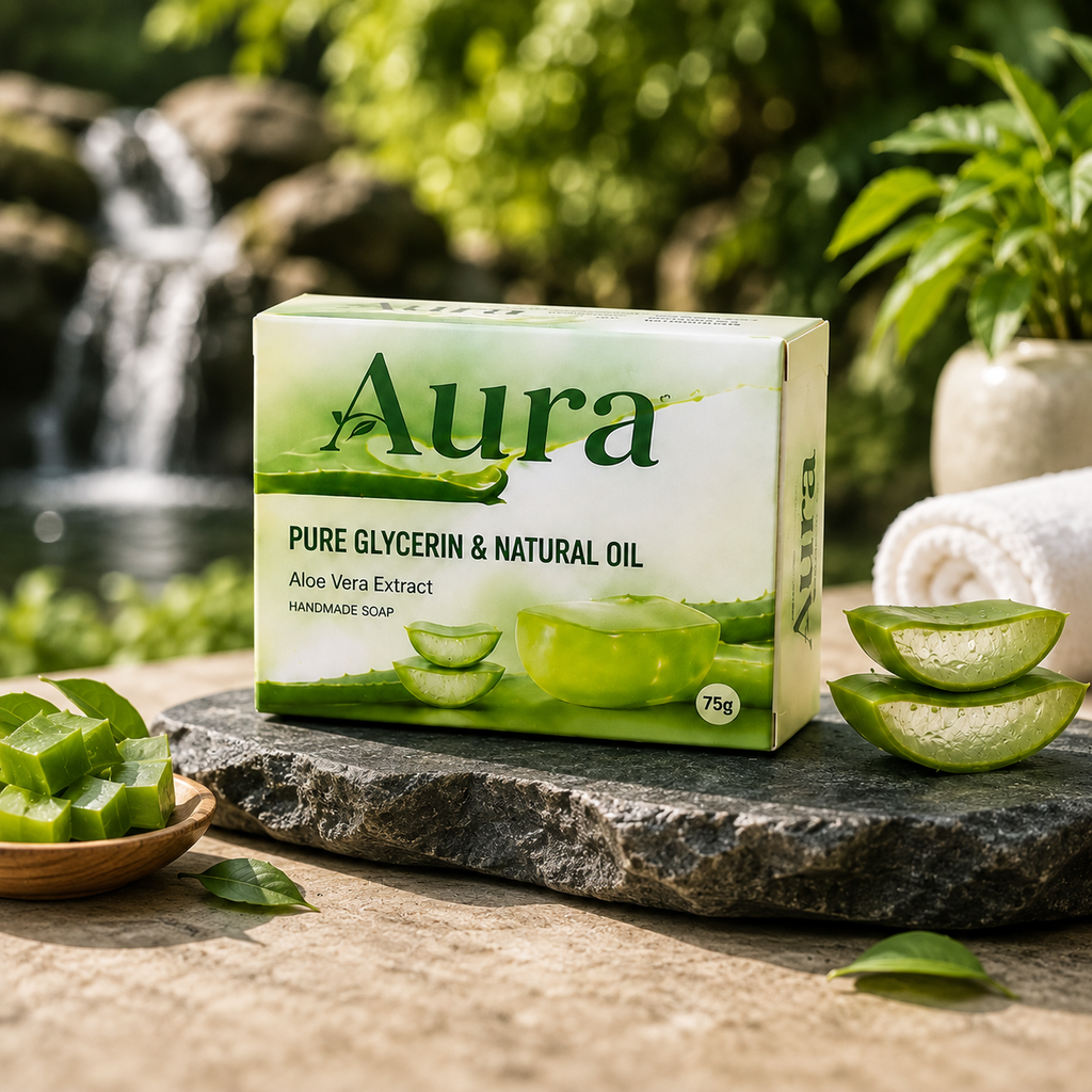 Aura Aloe Vera Bathing Bar – Pure Glycerin & Natural Oil